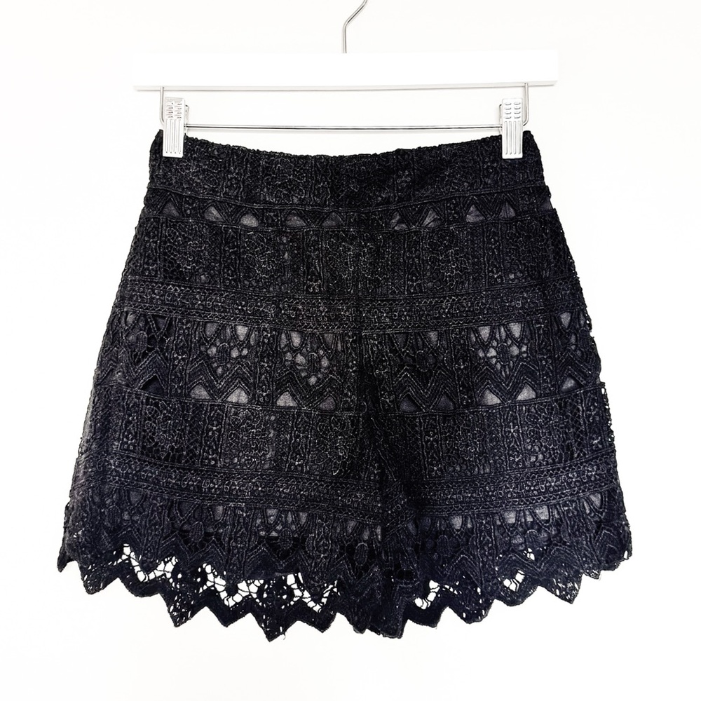 bebe Black Lace High Waist Shorts